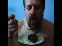 Bearded guy eating poop